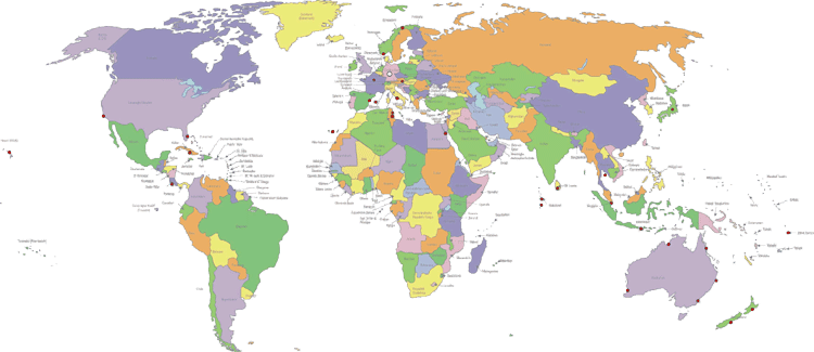 Weltkarte mit Zielen